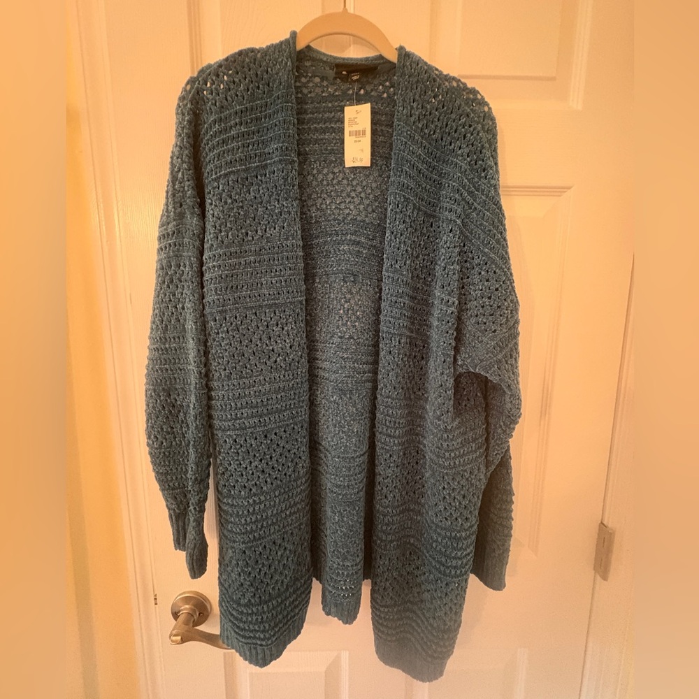 NWT, Lane Bryant Cozy Teal Open Front Cardigan, Sz. 22/24. - Picture 3 of 6